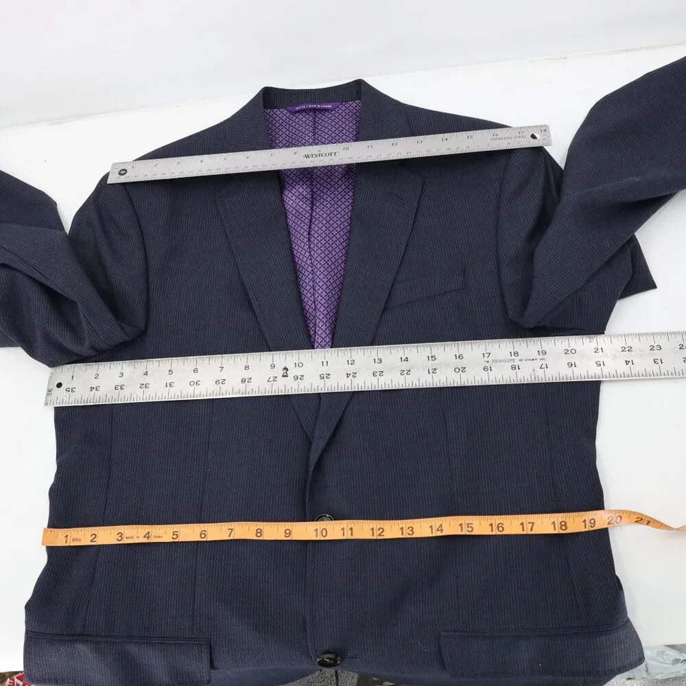 Ted Baker Endurance Suit Mens 40L 35x33 Jay ct wool striped 2 piece blue pants
